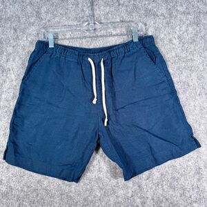 Alex Crane Linen Shorts Mens Large 32X6 Blue Bo Lightweight Summer Beach